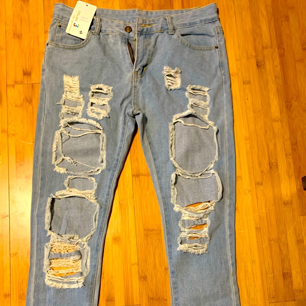 Trendy ripped jeans